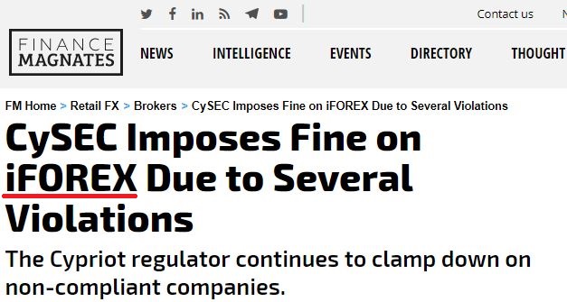 海外FX IFOREXに対しCYSEC キプロス証券取引員会が罰金命令