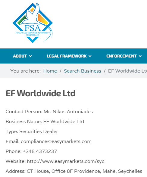 easymarkets fsa license
